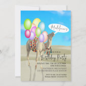 Birthday Fun Desert Camel farbenfrohe Balloons Einladung (Rückseite)