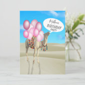Birthday Fun Desert Camel Pink Balloons Einladung (Stehend Vorderseite)