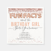 Birthday Fun Facts Balloon Text Glitzer Girly Napk Serviette (Vorderseite)