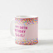 Birthday Fun Pink Colorful Confetti Kaffeetasse (Vorderseite Links)