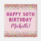 Birthday Fun Pink Colorful Confetti Magnet (Vorne)