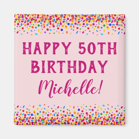Birthday Fun Pink Colorful Confetti Magnet (Vorne)
