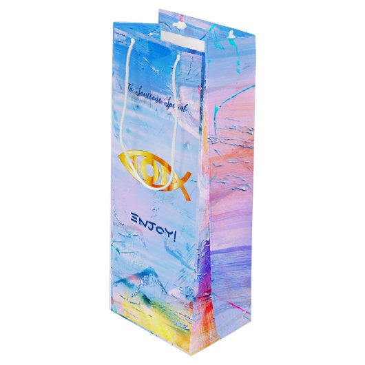 Birthday Fun Pisces Zodiac Geschenktüte Für Weinflaschen (Vorderseite Schrägansicht)