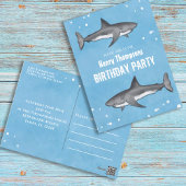 Birthday Fun Simple Whimsical Haie Blue Ocean Postkarte