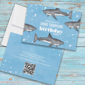 Birthday Fun Whimsical Ocean Sharks QR Codes Einladung
