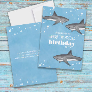 Birthday Fun Whimsical Ocean Swimming Haie Einladung