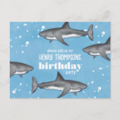Birthday Fun Whimsical Ocean Swimming Haie Postkarte (Vorderseite)
