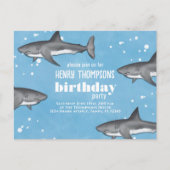 Birthday Fun Whimsical Sharks Ocean QR Code Postkarte (Vorderseite)