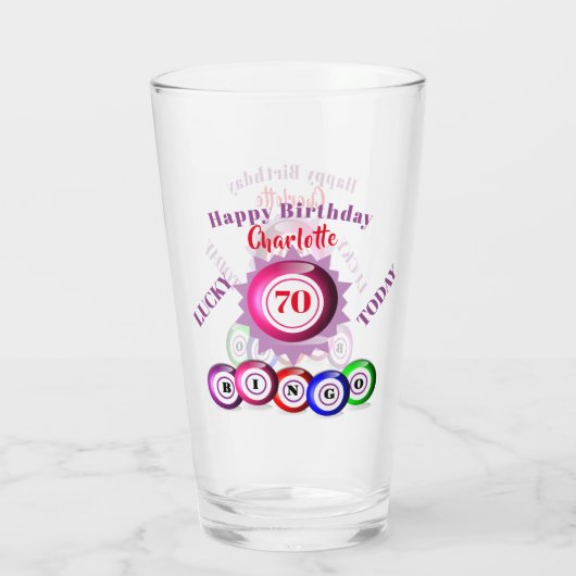 Birthday Funny Bingo Themenglas Glas (Rückseite)