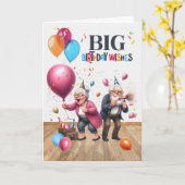 Birthday Funny Old Man and Woman with Balloons Karte (Gelbe Blume)