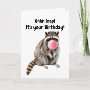 Birthday Funny Raccoon bläst Pink Blase Karte