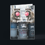 Birthday Funny Raccoons Blow Pink Blase Niedlich Karte<br><div class="desc">Feiern Sie mit dieser lustigen Geburtstagskarte mit zwei schelhaften Schlägern, die auf Mülltonnen sitzen und jeweils eine rosa Kaublase blasen. Die fette Vorderseite begrüßt den Empfänger mit "ohhh Snap! Es ist dein Geburtstag!", während innen der fröhliche Geist behalten wird: "Das Leben ist zu kurz, um an deinem Geburtstag keine Blasen...</div>