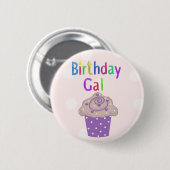 Birthday Gal Polka Dot Cupcake Button (Vorne & Hinten)