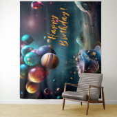 Birthday Galaxy Outer Space Cake Banner Wandteppich (Beispiel)