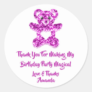 Birthday Gefallen Pinky Heart Baby Sweet Bear Runder Aufkleber