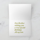 Birthday-gelbe Axt und Holzhaufen des Bruders Karte (Innenseite)