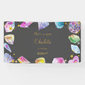 Birthday Gem Party Crystals Girl's Aquarell Banner (Horizontal)