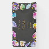 Birthday Gem Party Crystals Girl's Aquarell Banner (Vertikal)