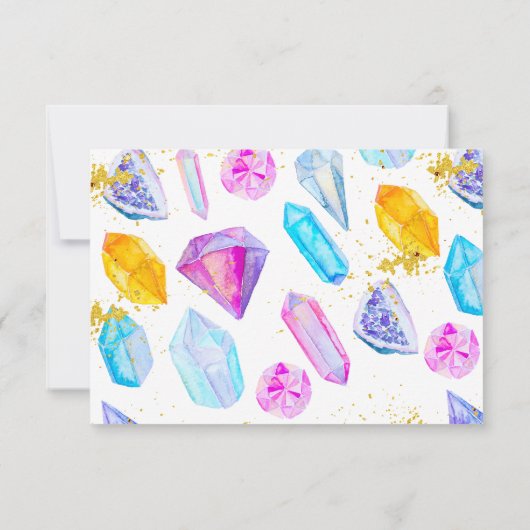 Birthday Gem Party Crystals Girl's Aquarell Dankeskarte (Rückseite)