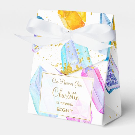 Birthday Gem Party Crystals Girl's Aquarell Geschenkschachtel (Vorderseite)