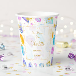 Birthday Gem Party Crystals Girl's Aquarell Pappbecher