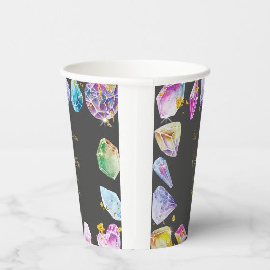Birthday Gem Party Crystals Girl's Aquarell Pappbecher (Rechts)