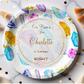 Birthday Gem Party Crystals Girl's Aquarell Pappteller