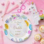 Birthday Gem Party Crystals Girl's Aquarell Pappteller (Party)