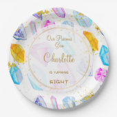 Birthday Gem Party Crystals Girl's Aquarell Pappteller (Vorderseite)
