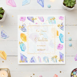 Birthday Gem Party Crystals Girl's Aquarell Serviette