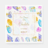 Birthday Gem Party Crystals Girl's Aquarell Serviette (Vorderseite)