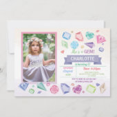 Birthday Gem Party Crystals Girl's Pastel Foto Einladung (Vorderseite)