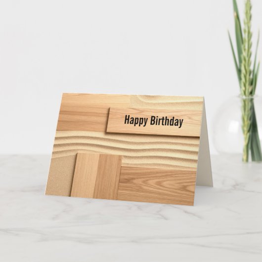 Birthday Geometric Wood On Sand Design Karte (Vorderseite)