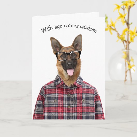 Birthday German Shepherd Hunde Humor Karte (Gelbe Blume)