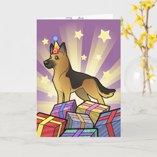 Birthday German Shepherd Karte (Gelbe Blume)