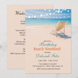 Birthday Getaway String Lights Beach Einladung