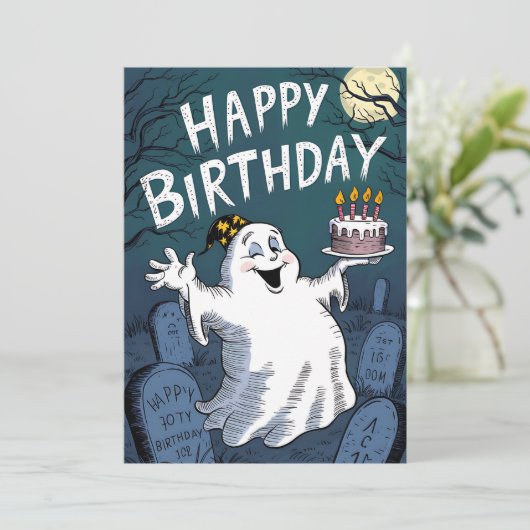Birthday Ghost Einladung (Stehend Vorderseite)