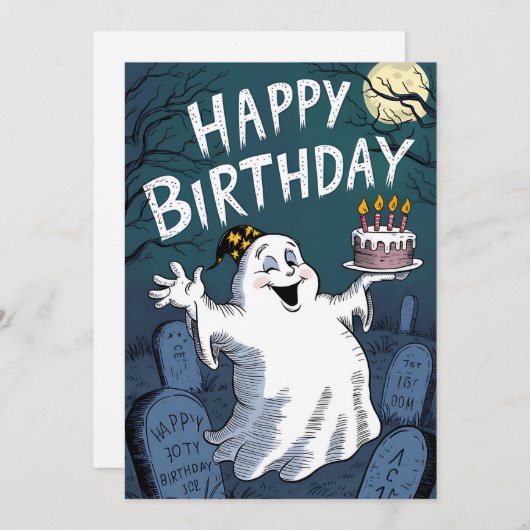 Birthday Ghost Einladung (Vorne/Hinten)