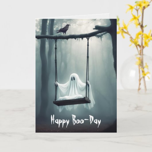 Birthday Ghost und Raven Karte (Gelbe Blume)