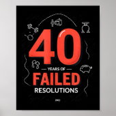 Birthday Gift_ 40 Years Of Failed Resolutions Humo Poster (Vorne)
