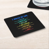 Birthday Gift 7 Rules Of Life Rechteckiger Pappuntersetzer (angewinkelt)