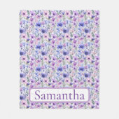 Birthday Gift Purple Floral Personalized Name Fleecedecke (Vorderseite)