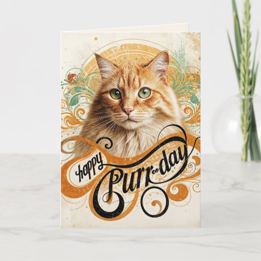 Birthday Ginger Cat Abstrakt Karte (Vorderseite)