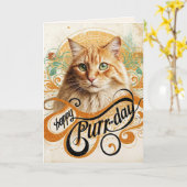 Birthday Ginger Cat Abstrakt Karte (Gelbe Blume)