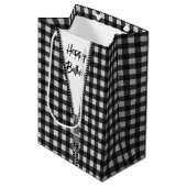 Birthday Gingham mit Zipper Mittlere Geschenktüte (Vorderseite Schrägansicht)