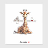 Birthday Giraffe Heartbeat Shirt for Woman Man Kid Aufkleber (Blatt)