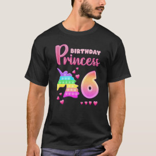 Birthday Girl 6 Jahre alter Einhorn Pop It Fidget  T-Shirt