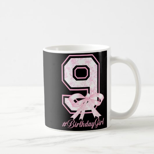Birthday Girl 9th Birthday Nk Floral Coquette Bow Kaffeetasse (Rechts)