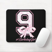 Birthday Girl 9th Birthday Nk Floral Coquette Bow  Mousepad (Mit Mouse)