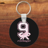 Birthday Girl 9th Birthday Nk Floral Coquette Bow  Schlüsselanhänger (Vorderseite)